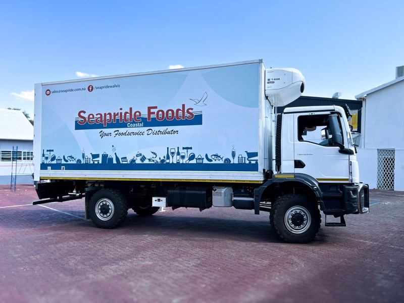 Seapride Foods Truck Wrap Vehicle Branding project by Pixel House in Namibia
